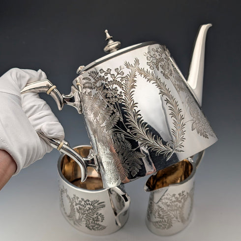 約 1885 年英國古董鍍銀茶具 3 件套 Briddon Brothers